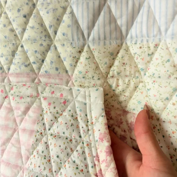 NWT Women's Quilted Patchwork Hoodie - Pastel Pink, Blue and Cream - Picture 7 of 11